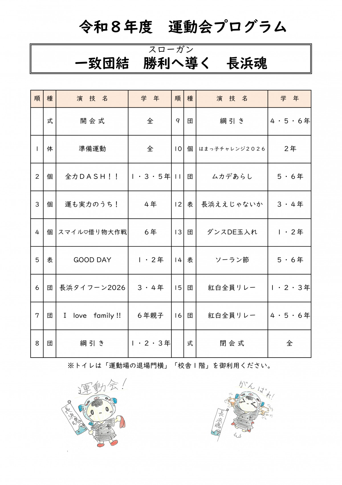 Ｒ８　運動会プログラム(印刷280枚)